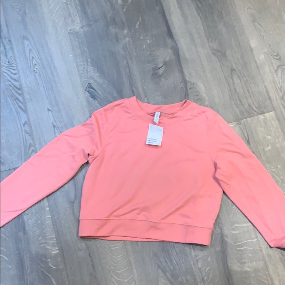 pink long sleeve crew neck cropped from h&m